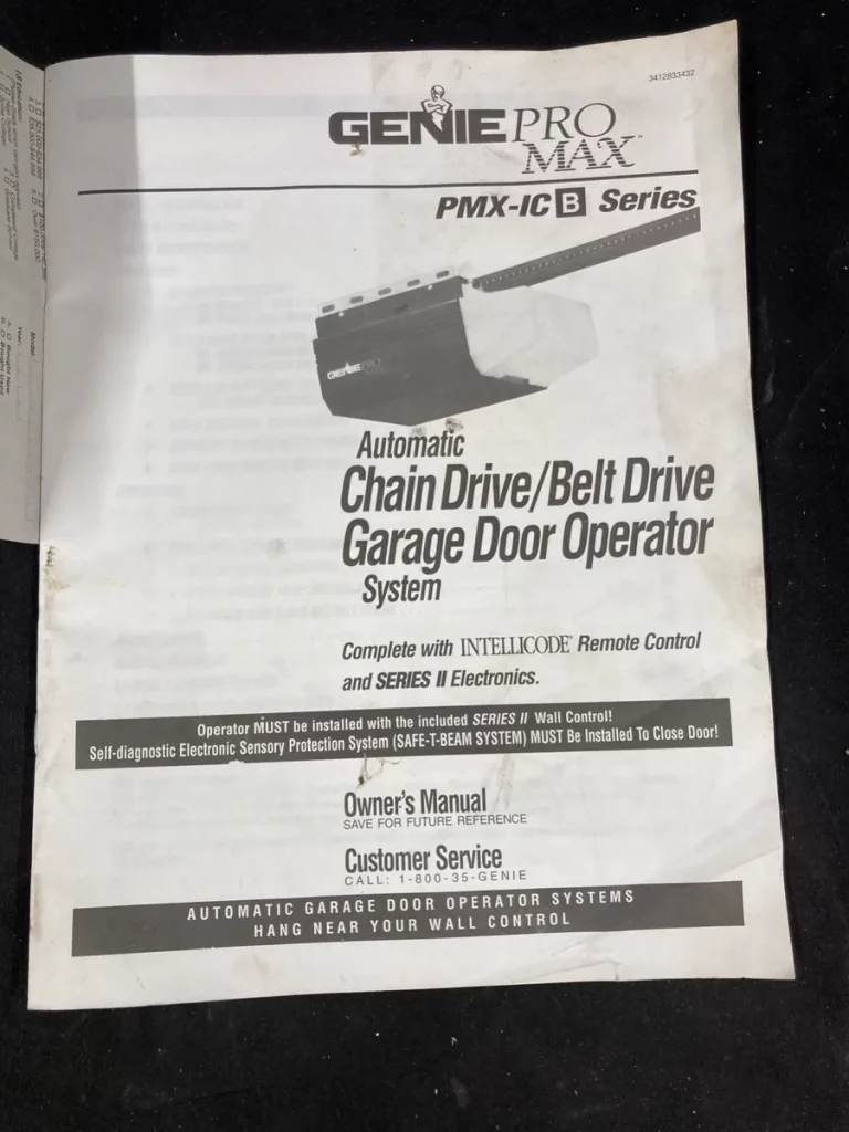 Genie Pro Max Garage Door Opener Manual