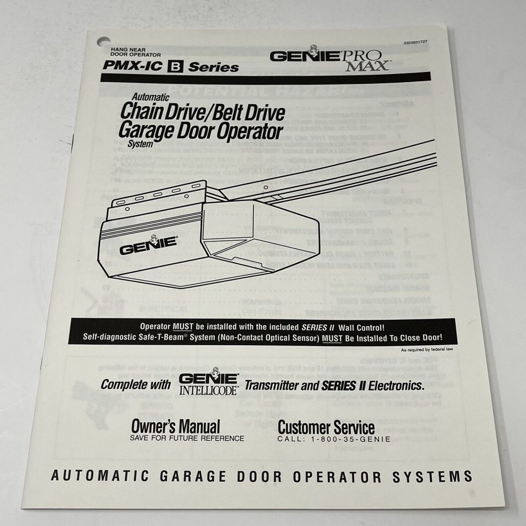 Genie Garage Door Opener Instruction Manual